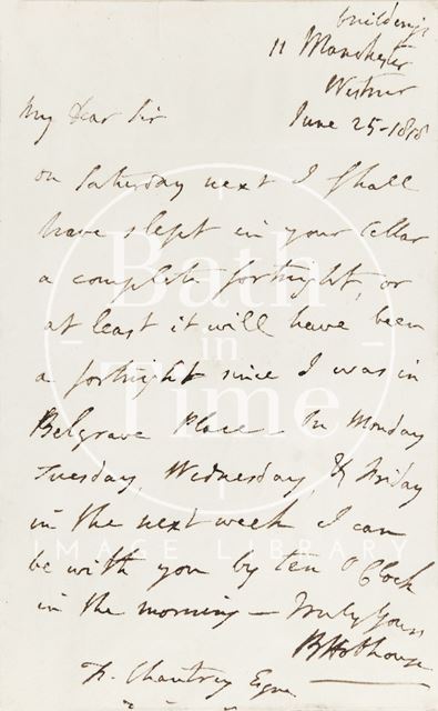 Letter from Benjamin Hobhouse to F. Chantrey Esqr. 1815