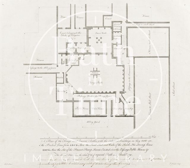 A Plan of the King's and Queen's Baths, Bath with the Adjacent Buildings as they now are, Bath c.1781