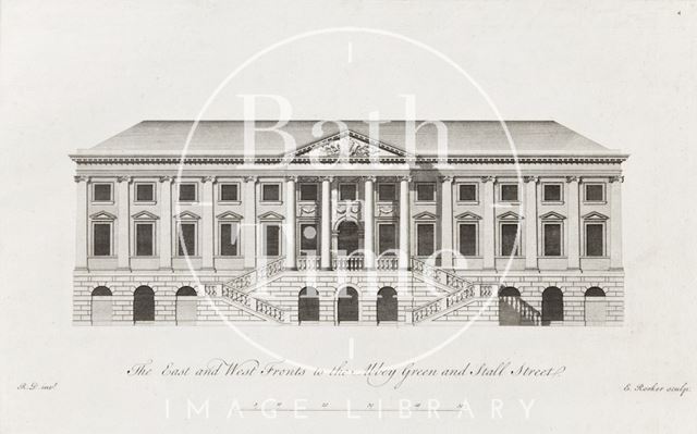 The East and West Fronts to the Abbey Green and Stall Street of the Pump Room and King's Bath, Bath c.1781