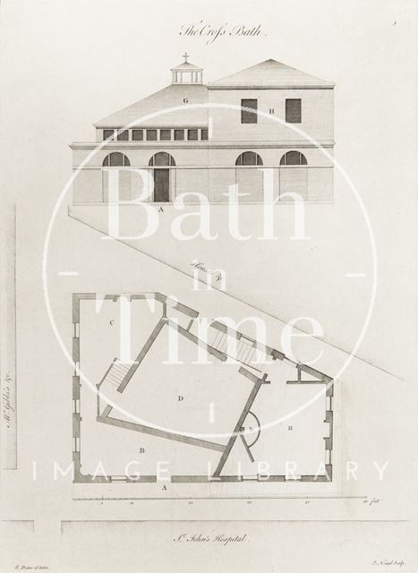 A Plan and elevation of the Cross Bath, Bath c.1781