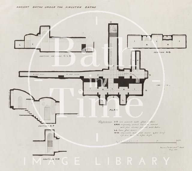 Ancient Baths Under the Kingston Baths, Bath 1855