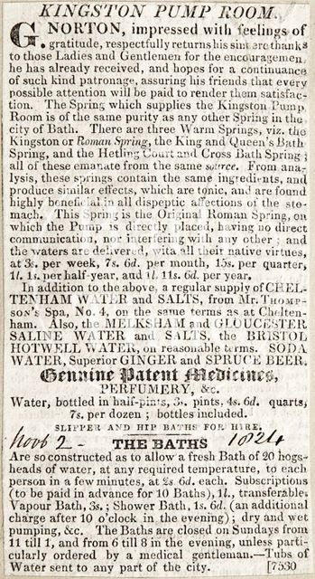 The Kingston Pump Room, Bath 1824