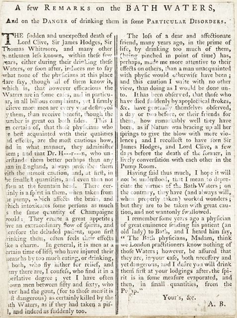 A few Remarks on the Bath Waters c.1775