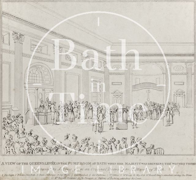 A View of the Queen's Levee in the Pump Room at Bath when Her Majesty was Drinking the waters there 1817