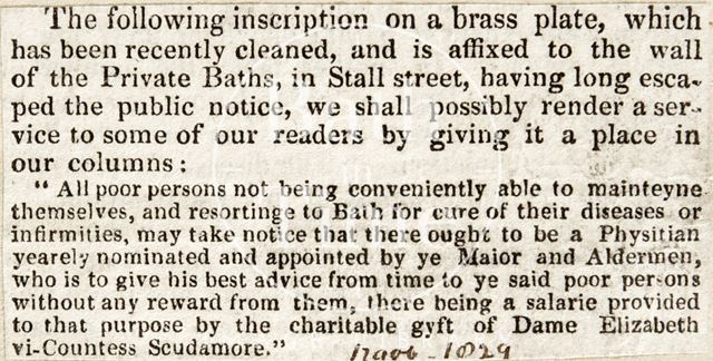 Brass plate on Private Baths, Bath 1829