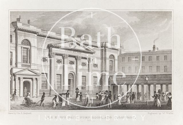 The Kings Bath, Pump Room and Colonnade, Bath 1829