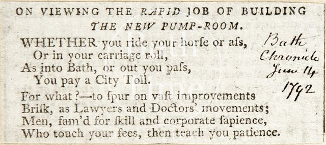 On viewing the rapid job of building the new Pump Room, Bath 1792