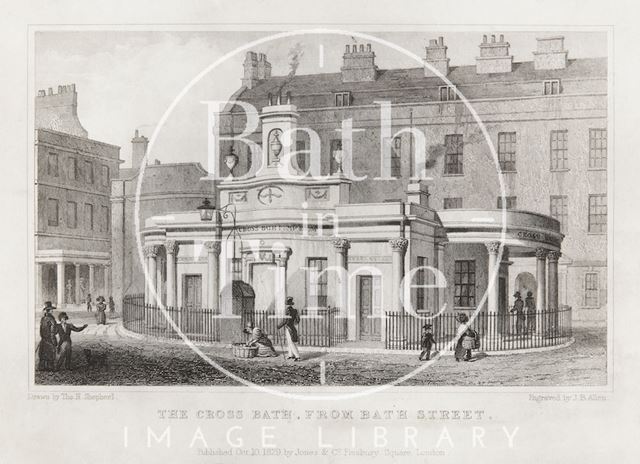 The Cross Bath, from Bath Street, Bath 1829