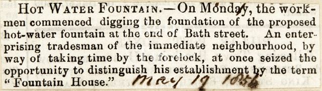 Hot Water Fountain, Bath Street, Bath 1856