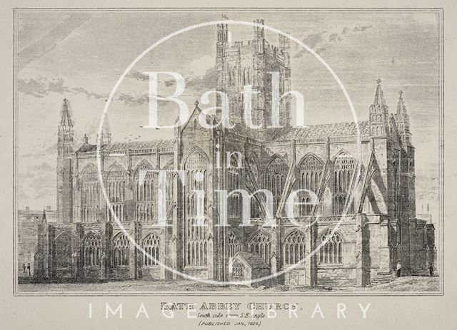 Bath Abbey Church, south side from S.E. Angle c.1815