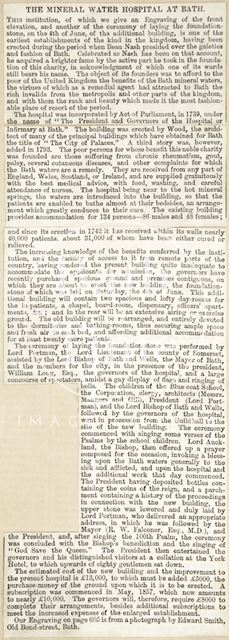 The Mineral Water Hospital at Bath 1859