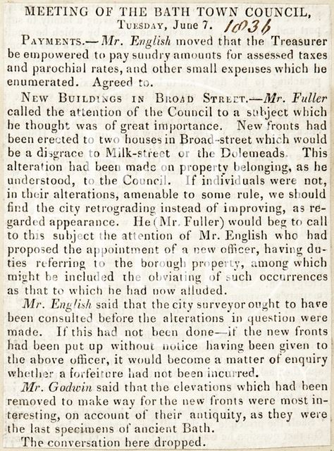 Meeting of the Bath Town Council 1836