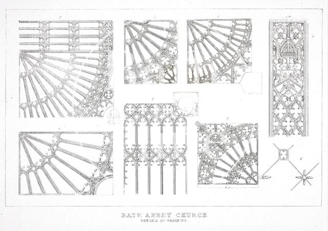 Details of Groining, Bath Abbey Church 1825