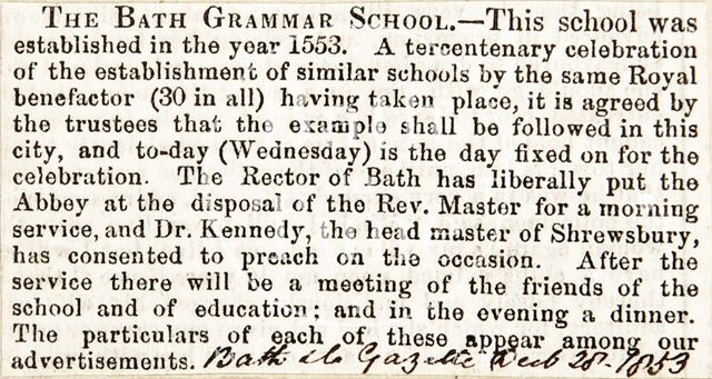 The Bath Grammar School 1853