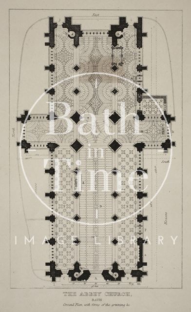 The Abbey Church, Bath, Ground Plan with forms of the groining &c. 1816