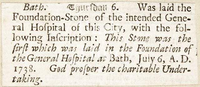 The laying of foundation stone of the General Hospital, Bath 1738