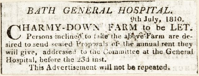 Charmy Down Farm to be let 1810