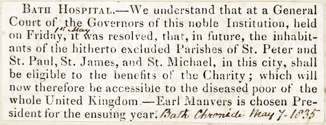 Decisions of Governors of Bath Hospital 1845