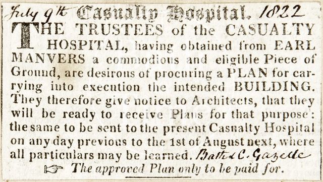 Obtained land from Earl Manvers to build the Bath Casualty Hospital 1822