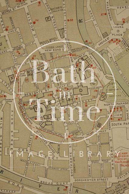 Historic Map of Bath prepared by T. Sturge Cotterell 1898 - detail