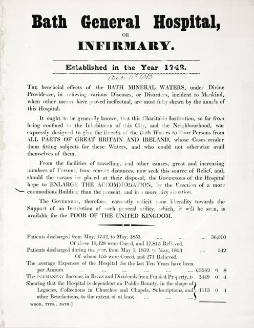 Bath General Hospital or Infirmary 1853