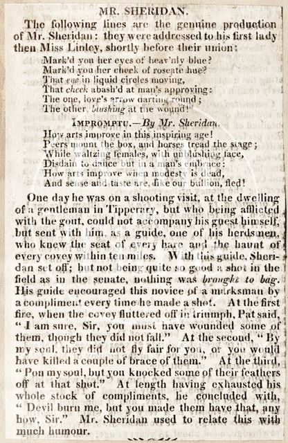 Anecdotes of Richard Brinsley Sheridan c.1840-1850