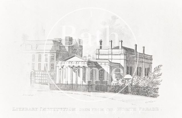 Literary Institution, seen from the North Parade, Bath 1834