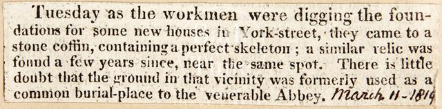 Stone Coffin found in York Street, Bath 1819