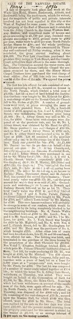 Sale of the Manvers Property, Bath 1874