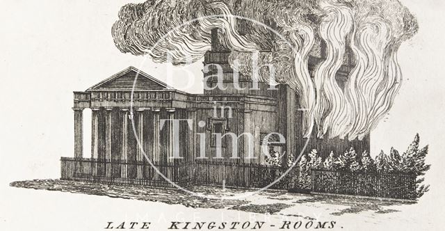 The Kingston Assembly Rooms ablaze, Bath 1822