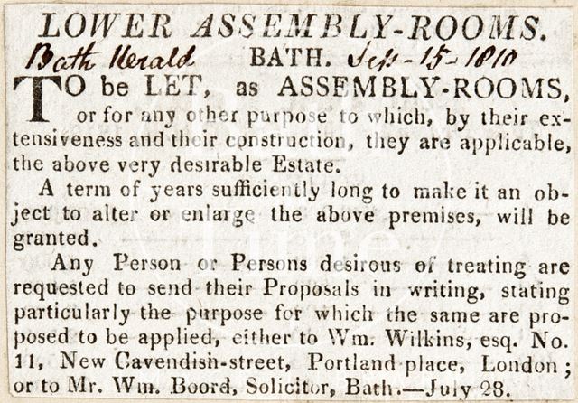 Lower Assembly Rooms, Bath 1810