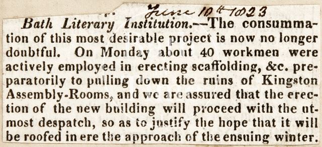 The Bath Literary and Scientific Institution 1823