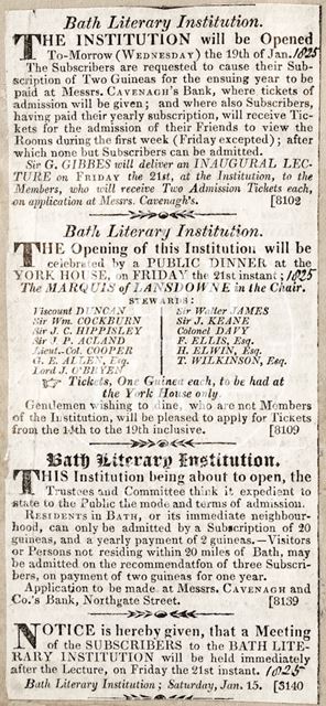 Opening of the Bath Literary and Scientific Institution 1825