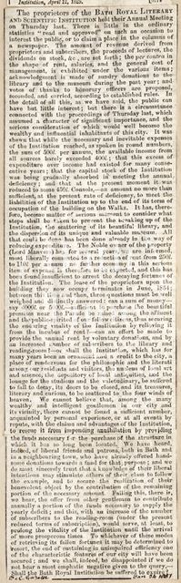 Annual Meeting of the proprietors of the Bath Royal Literary and Scientific Institution 1851