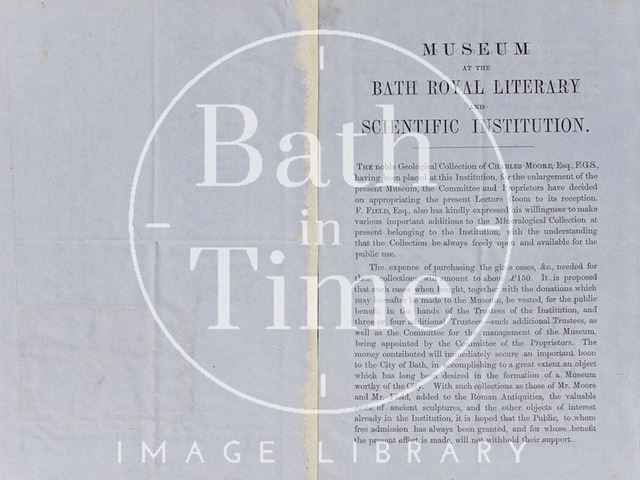 Museum at the Bath Royal Literary and Scientific Institution 1854