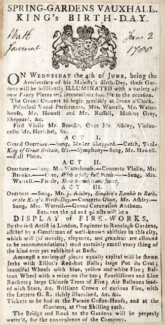 The King's Birthday, Spring Gardens Vauxhall, Bath 1788