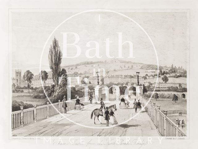 Sham Castle from the North Parade Bridge, Bath c.1850