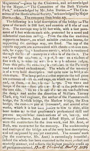 Opening of North Parade Bridge, Bath 1836