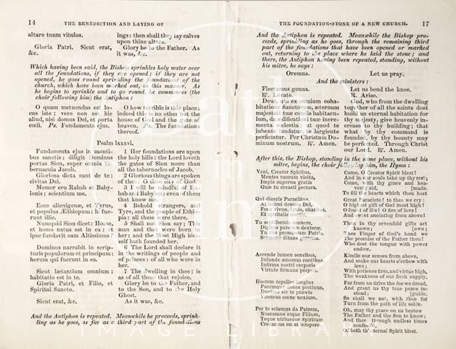 The Order of Laying the First Stone of a New Church, South Parade, Bath 1861