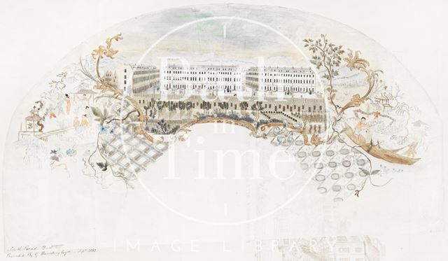 Fan view of South Parade, Bath c.1757
