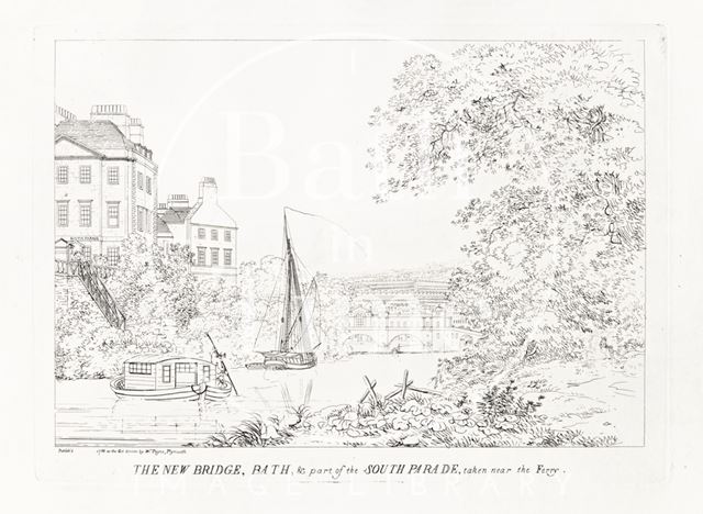 The New Bridge, Bath and part of the South Parade, taken near the Ferry 1788