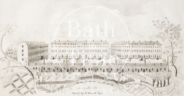 Copy of a fan engraving, South Parade, Bath c.1757