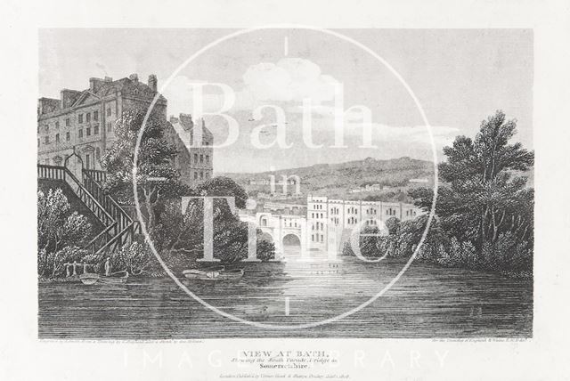 View at Bath, Showing the South Parade, Bridge, &c., Somersetshire 1808