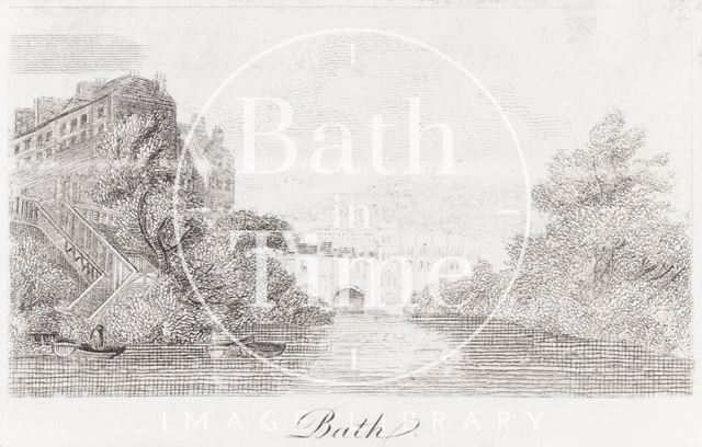 View at Bath, Showing the South Parade Ferry and Pulteney Bridge 1820