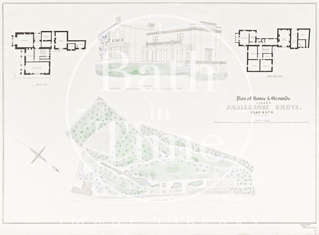 Plan of House and Grounds Smallcombe Grove, Near Bath 1856