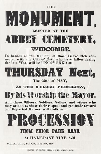 Unveiling of the Monument, Abbey Cemetery, Widcombe, Bath 1856