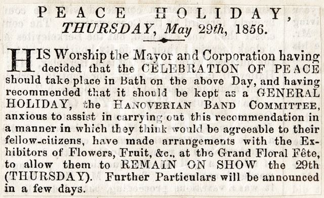 Peace Holiday, Bath 1856