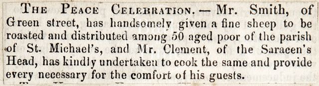 Sheep Donation for the Peace Celebration, Bath 1856