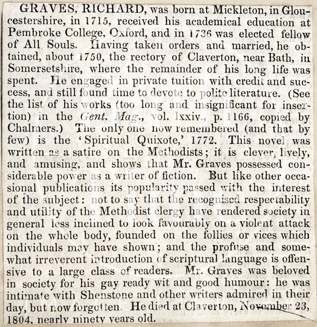 Obituary of Rev. Richard Graves 1804