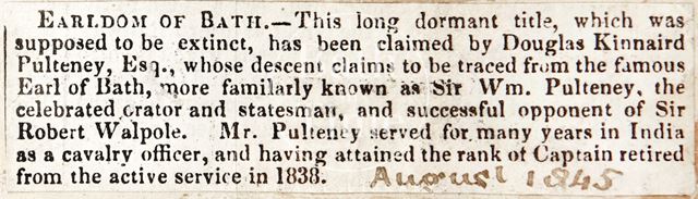 Earldom of Bath 1845